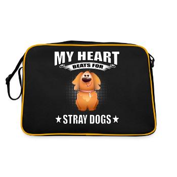 Mein Herz Schlägt Für Streunende Hunde Haustier - Retro Tasche - Schwarz/Gold - Hinten