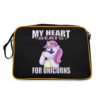 Mon cœur bat pour la citation de Licorne Pink Fancy - Sac Retro - noir/or - Dos