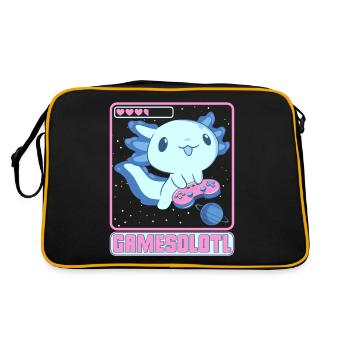Axolotl Gamesolotl Funny Video Games - Retro Bag - black/gold - Back