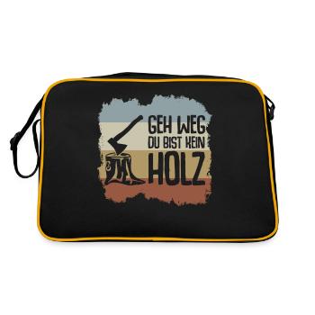 Holz hacken Axt Waldarbeiter Holzfäller - Retro Tasche - Schwarz/Gold - Hinten