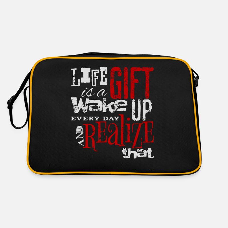 "Life Is a Gift" Inspirational Gratitude Design Retro Bag