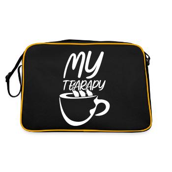 Tea drinker saying teacup tea - Retro Bag - black/gold - Back