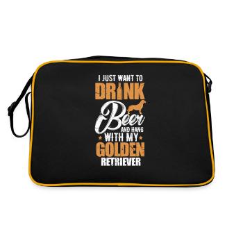 Golden Retriever Goldie Dog Dogs Gift - Retro Bag - black/gold - Back