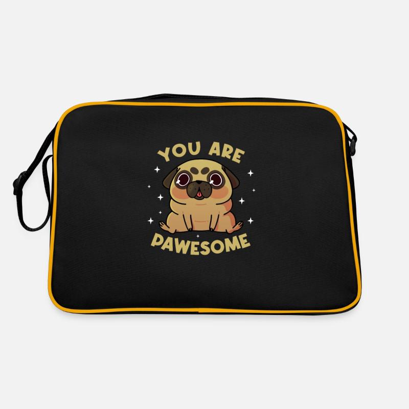 Mops Hund Hundefreund Haustier Möpse Pug Geschenk Retro Tasche