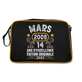Anniversaire Vintage Idée Cadeau Mars 2009 14 - Sac Retro - noir/or - Dos