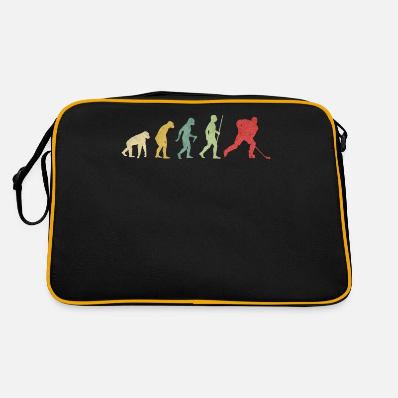 Eishockeyspieler Puck Skating Evolution - Retro Tasche - Schwarz/Gold