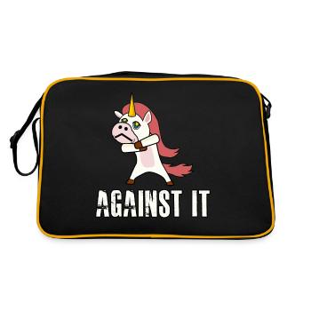 Dagegen Protest Einhorn Ablehnung Nö - Retro Tasche - Schwarz/Gold - Hinten