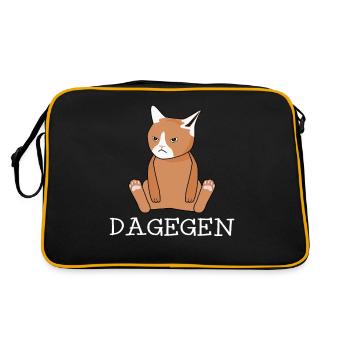 Dagegen Protest Katze Ablehnung Nö - Retro Tasche - Schwarz/Gold - Hinten