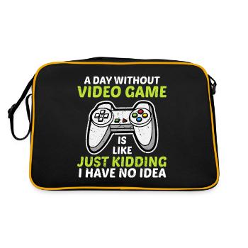 A Day Without Video Games Funny Gamer Gifts Kids - Retro Bag - black/gold - Back