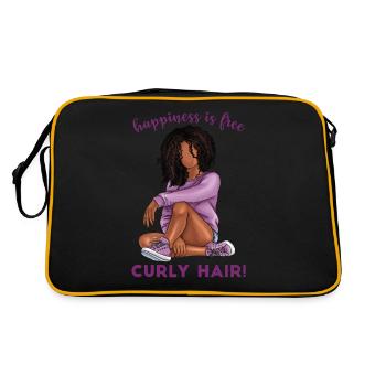 Happiness is free curly hair mulatto girl - Retro Bag - black/gold - Back