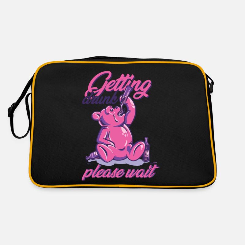 Get drunk please wait pink bear alcohol Retro Bag