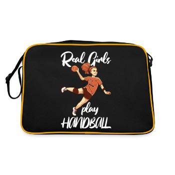 Handball Player Girl Real Girls Play - Retro Bag - black/gold - Back
