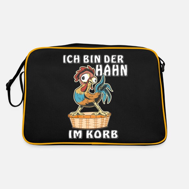 ICH BIN DER HAHN IM KORB - Retro Tasche - Schwarz/Gold