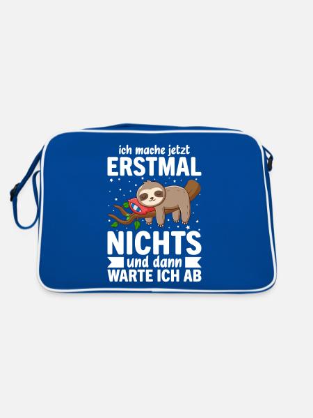 Ich Mach Jetzt Erstmal Nichts - Retro Tasche - Blau/Weiß - Hinten