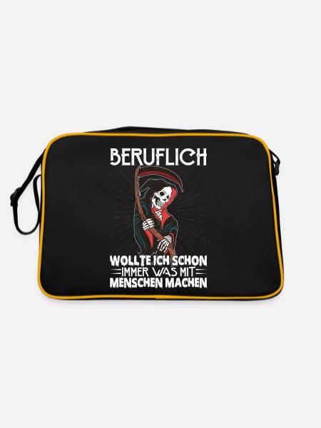 Wollte Etwas Mit Den Menschen Machen - Retro Tasche - Schwarz/Gold - Hinten