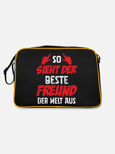 So Sieht Der Beste Freund Der Welt Aus - Retro Tasche - Schwarz/Gold - Hinten