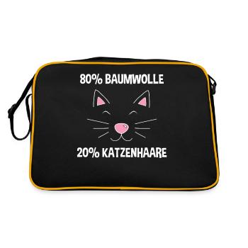 Baumwolle Katze Haar Katze Sprüche - Retro Tasche - Schwarz/Gold - Hinten