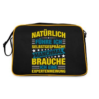 Natürlich Führe Ich Selbstpräche - Retro Tasche - Schwarz/Gold - Hinten