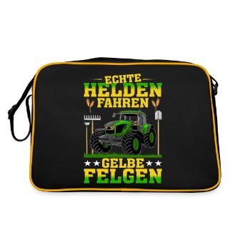 Echte Helden Fahren Gelbe Felgen - Retro Tasche - Schwarz/Gold - Hinten