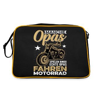 Motorradgeschenk Für Einen Motorrad Fahrenden Groß - Retro Tasche - Schwarz/Gold - Hinten