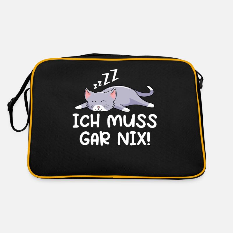 Ich Muss Gar Nix - Retro Tasche - Schwarz/Gold