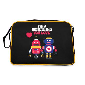 Find something heart robots love - Retro Bag - black/gold - Back