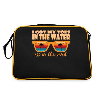 Ich Bekam Meine Zehen Im Wasserarsch Im Sand - Retro Tasche - Schwarz/Gold - Hinten
