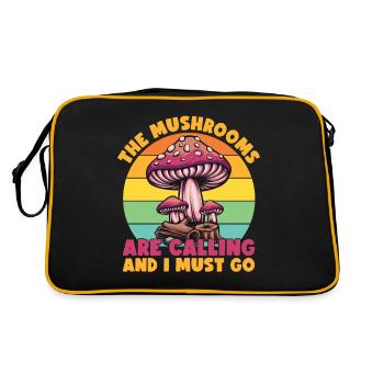 Pilze rufen Abenteuerliebhaber - Retro Tasche - Schwarz/Gold - Hinten