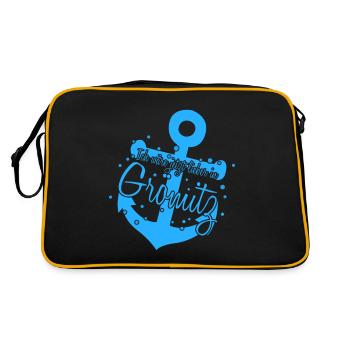 Grömitz Anker Ostsee - Retro Tasche - Schwarz/Gold - Hinten