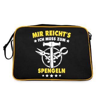 Spengler Bauspengler Spengeln Karrosseriespengler - Retro Tasche - Schwarz/Gold - Hinten