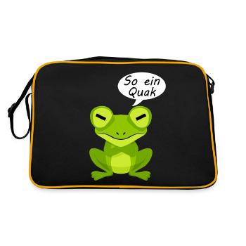 Frosch Frösche - Retro Tasche - Schwarz/Gold - Hinten