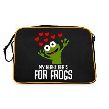 Frösche Frosch - Retro Tasche - Schwarz/Gold - Hinten