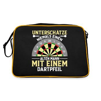 Ein Alter Mann Mit Einem Dartpfeil - Retro Tasche - Schwarz/Gold - Hinten