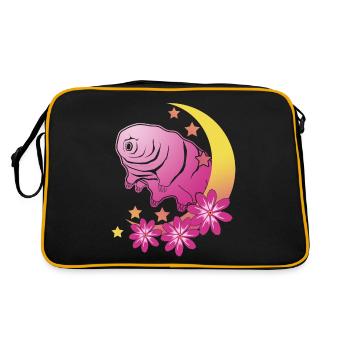 Tardigrade Wasserbär Mond Bärtierchen - Retro Tasche - Schwarz/Gold - Hinten