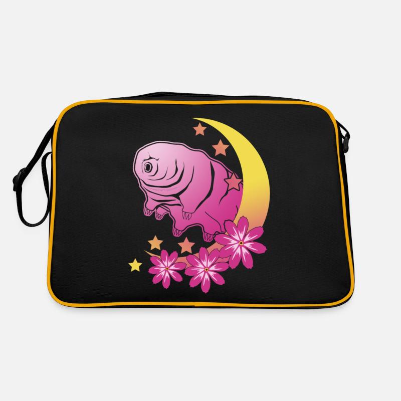 Tardigrade Wasserbär Mond Bärtierchen - Retro Tasche - Schwarz/Gold