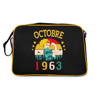 Oktober 1963 Jubiläums Vintage Geschenkidee - Retro Tasche - Schwarz/Gold - Hinten