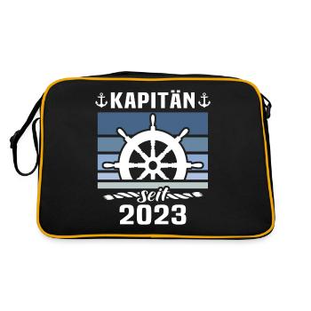 Kapitän 2023 Bootsführerschein Boot - Retro Tasche - Schwarz/Gold - Hinten