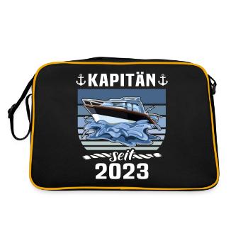 Kapitän 2023 Bootsführerschein Boot - Retro Tasche - Schwarz/Gold - Hinten