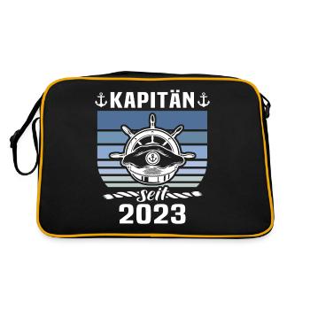 Kapitän 2023 Bootsführerschein Boot - Retro Tasche - Schwarz/Gold - Hinten