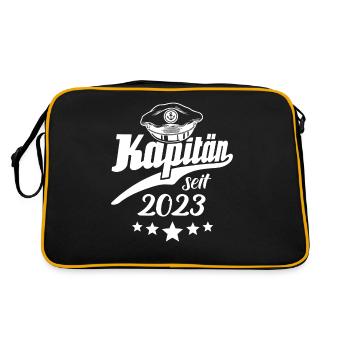 Kapitän 2023 Bootsführerschein Boot - Retro Tasche - Schwarz/Gold - Hinten