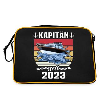 Kapitän Boot Bootsführerschein 2023 - Retro Tasche - Schwarz/Gold - Hinten