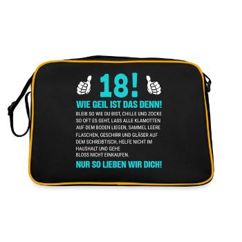 18 Wie Geil Ist Das Denn - Retro Tasche - Schwarz/Gold - Hinten
