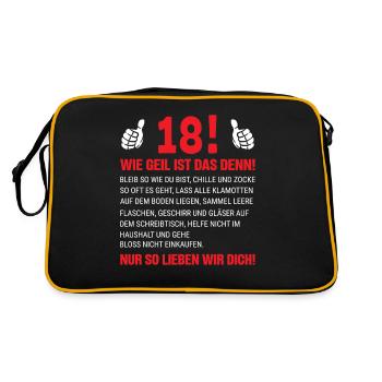 18 Wie Geil Ist Das Denn - Retro Tasche - Schwarz/Gold - Hinten