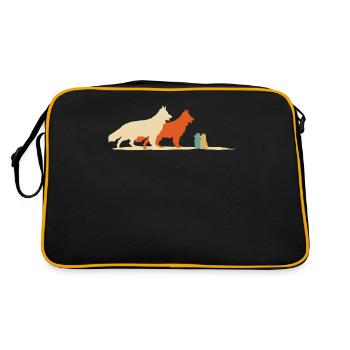 White Shepherd Puppies Shepherd Dogs - Retro Bag - black/gold - Back