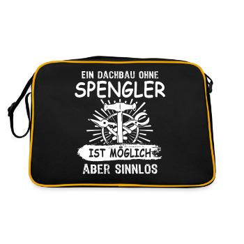 Spengler Bauspengler Karosseriespengler - Retro Tasche - Schwarz/Gold - Hinten