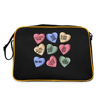 Funny Teacher Valentines Day Conversation Heart - Retro Bag - black/gold - Back