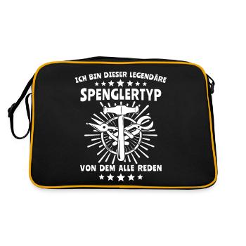 Spengler Beruf Bauspengler Sprüche - Retro Tasche - Schwarz/Gold - Hinten