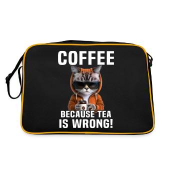 Coffee Drinking Cat Tea - Retro Bag - black/gold - Back