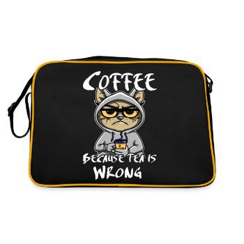 Coffee Drinking Cat Tea - Retro Bag - black/gold - Back