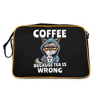 Coffee Drinking Cat Tea - Retro Bag - black/gold - Back